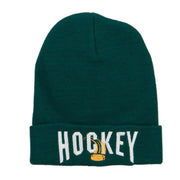 Hockey with Puck Embroidered Long Beanie