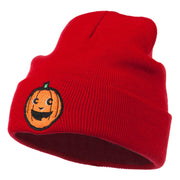 Halloween Happy Pumpkin Face Embroidered Long Beanie