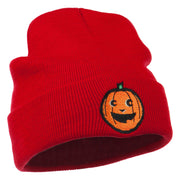 Halloween Happy Pumpkin Face Embroidered Long Beanie