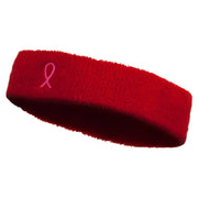 Hot Pink Ribbon Breast Cancer Embroidered Head Band