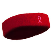 Hot Pink Ribbon Breast Cancer Embroidered Head Band