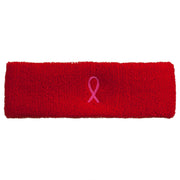 Hot Pink Ribbon Breast Cancer Embroidered Head Band