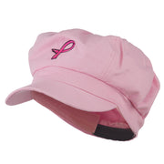 Hot Pink Ribbon Breast Cancer Embroidered Newsboy Cap