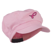 Hot Pink Ribbon Breast Cancer Embroidered Newsboy Cap