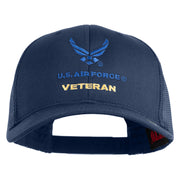 US Air Force Veteran with Wing Embroidered Cotton Mesh Cap - Navy OSFM