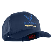 US Air Force Veteran with Wing Embroidered Cotton Mesh Cap - Navy OSFM