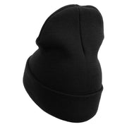 Licensed Made in USA Navy Veteran Letters Logo Embroidered 12 Inch Solid Knit Cuff Long Beanie - Black OSFM