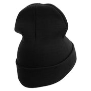 Licensed Made in USA Navy Veteran Letters Logo Embroidered 12 Inch Solid Knit Cuff Long Beanie - Black OSFM