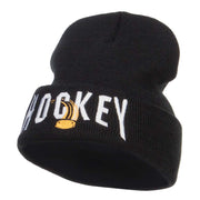 Hockey with Puck Embroidered Long Beanie