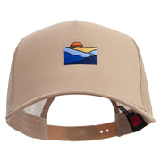 Smoky Mountains Logo Embroidered Twill 5 panel Mesh Back Cap - Khaki OSFM