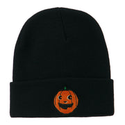 Halloween Happy Pumpkin Face Embroidered Long Beanie