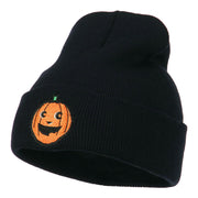 Halloween Happy Pumpkin Face Embroidered Long Beanie