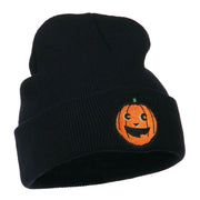 Halloween Happy Pumpkin Face Embroidered Long Beanie