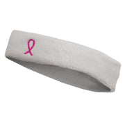 Hot Pink Ribbon Breast Cancer Embroidered Head Band