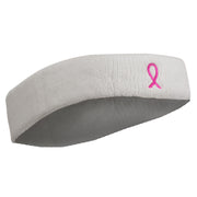 Hot Pink Ribbon Breast Cancer Embroidered Head Band