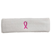 Hot Pink Ribbon Breast Cancer Embroidered Head Band