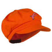 Hot Pink Ribbon Breast Cancer Embroidered Newsboy Cap