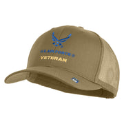 US Air Force Veteran with Wing Embroidered Cotton Mesh Cap - Khaki OSFM