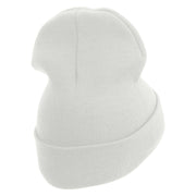 Licensed Made in USA Navy Veteran Letters Logo Embroidered 12 Inch Solid Knit Cuff Long Beanie - White OSFM