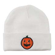 Halloween Happy Pumpkin Face Embroidered Long Beanie