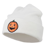 Halloween Happy Pumpkin Face Embroidered Long Beanie