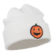 Halloween Happy Pumpkin Face Embroidered Long Beanie