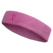 Hot Pink Ribbon Breast Cancer Embroidered Head Band