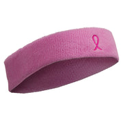 Hot Pink Ribbon Breast Cancer Embroidered Head Band