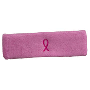 Hot Pink Ribbon Breast Cancer Embroidered Head Band