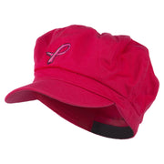 Hot Pink Ribbon Breast Cancer Embroidered Newsboy Cap