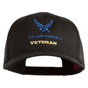 US Air Force Veteran with Wing Embroidered Cotton Mesh Cap - Charcoal OSFM
