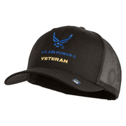 US Air Force Veteran with Wing Embroidered Cotton Mesh Cap - Charcoal OSFM