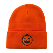 Halloween Happy Pumpkin Face Embroidered Long Beanie