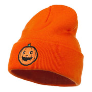 Halloween Happy Pumpkin Face Embroidered Long Beanie