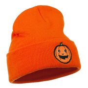 Halloween Happy Pumpkin Face Embroidered Long Beanie