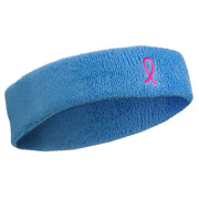 Hot Pink Ribbon Breast Cancer Embroidered Head Band