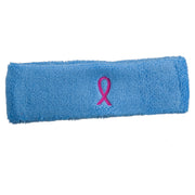 Hot Pink Ribbon Breast Cancer Embroidered Head Band