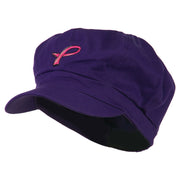 Hot Pink Ribbon Breast Cancer Embroidered Newsboy Cap