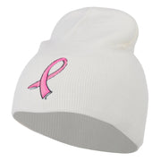 Hot Pink Ribbon Breast Cancer Embroidered Short Beanie