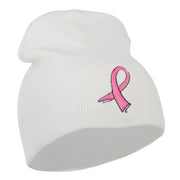 Hot Pink Ribbon Breast Cancer Embroidered Short Beanie