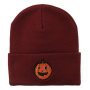 Halloween Happy Pumpkin Face Embroidered Long Beanie