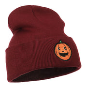 Halloween Happy Pumpkin Face Embroidered Long Beanie