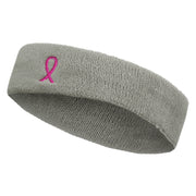 Hot Pink Ribbon Breast Cancer Embroidered Head Band