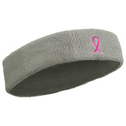 Hot Pink Ribbon Breast Cancer Embroidered Head Band