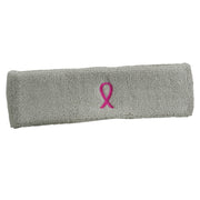 Hot Pink Ribbon Breast Cancer Embroidered Head Band