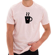 Happy Coffee Cup Graphic Design Short Sleeve Cotton Jersey T-Shirt