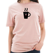 Happy Coffee Cup Graphic Design Short Sleeve Cotton Jersey T-Shirt