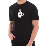 Happy Coffee Cup Graphic Design Short Sleeve Cotton Jersey T-Shirt