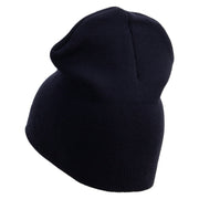 Licensed Made in USA Navy Veteran Letters Symbol Embroidered 8 Inch Solid Knit Short Beanie - Navy OSFM