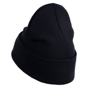 Memphis Guitars Embroidered 12 Inch Solid Knit Cuff Long Beanie Made in USA - Navy OSFM